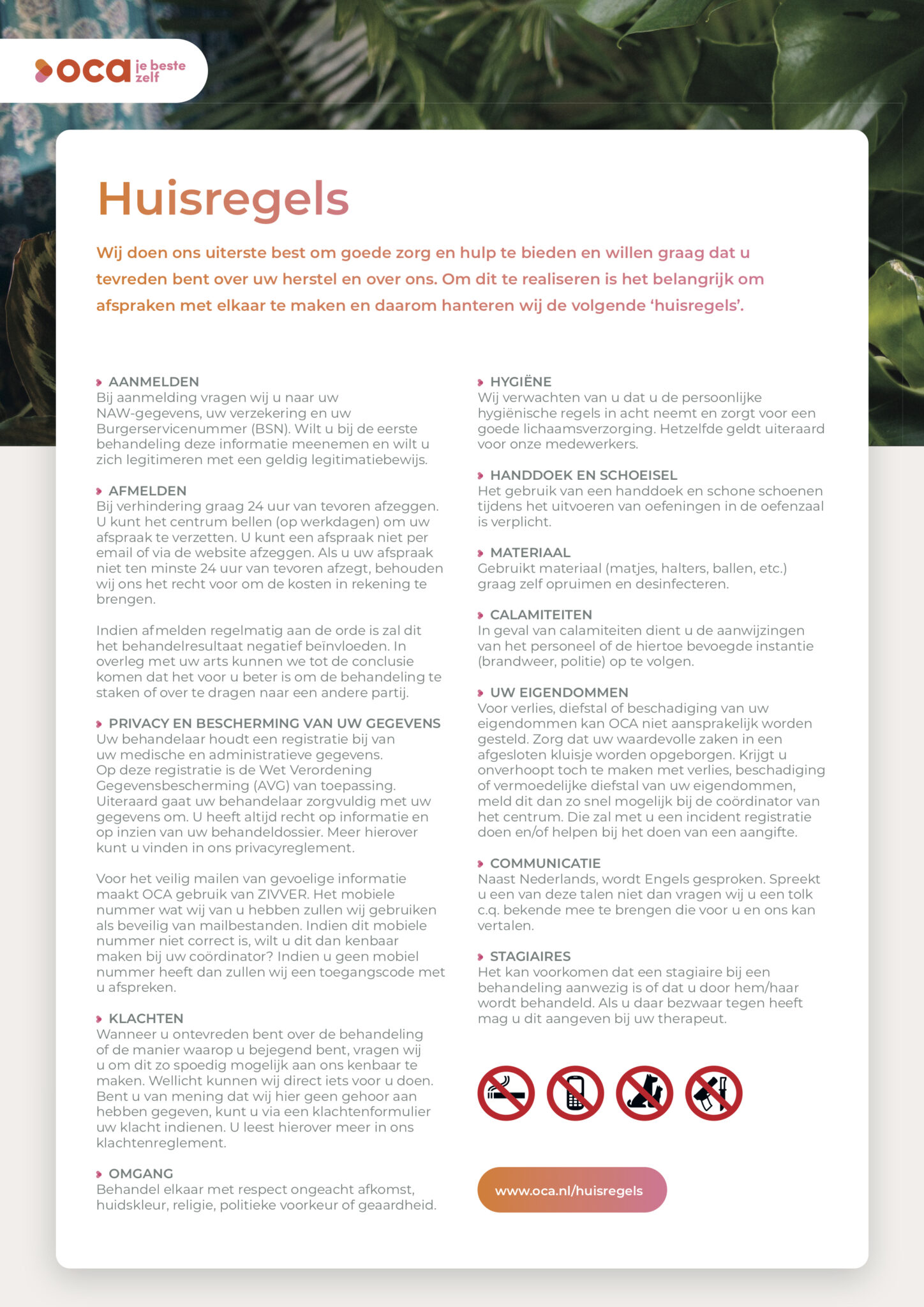 Huisregels | OCA